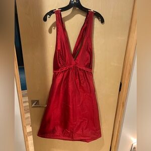 BCBC MaxAzria Red silk halter knee length dress- size 8